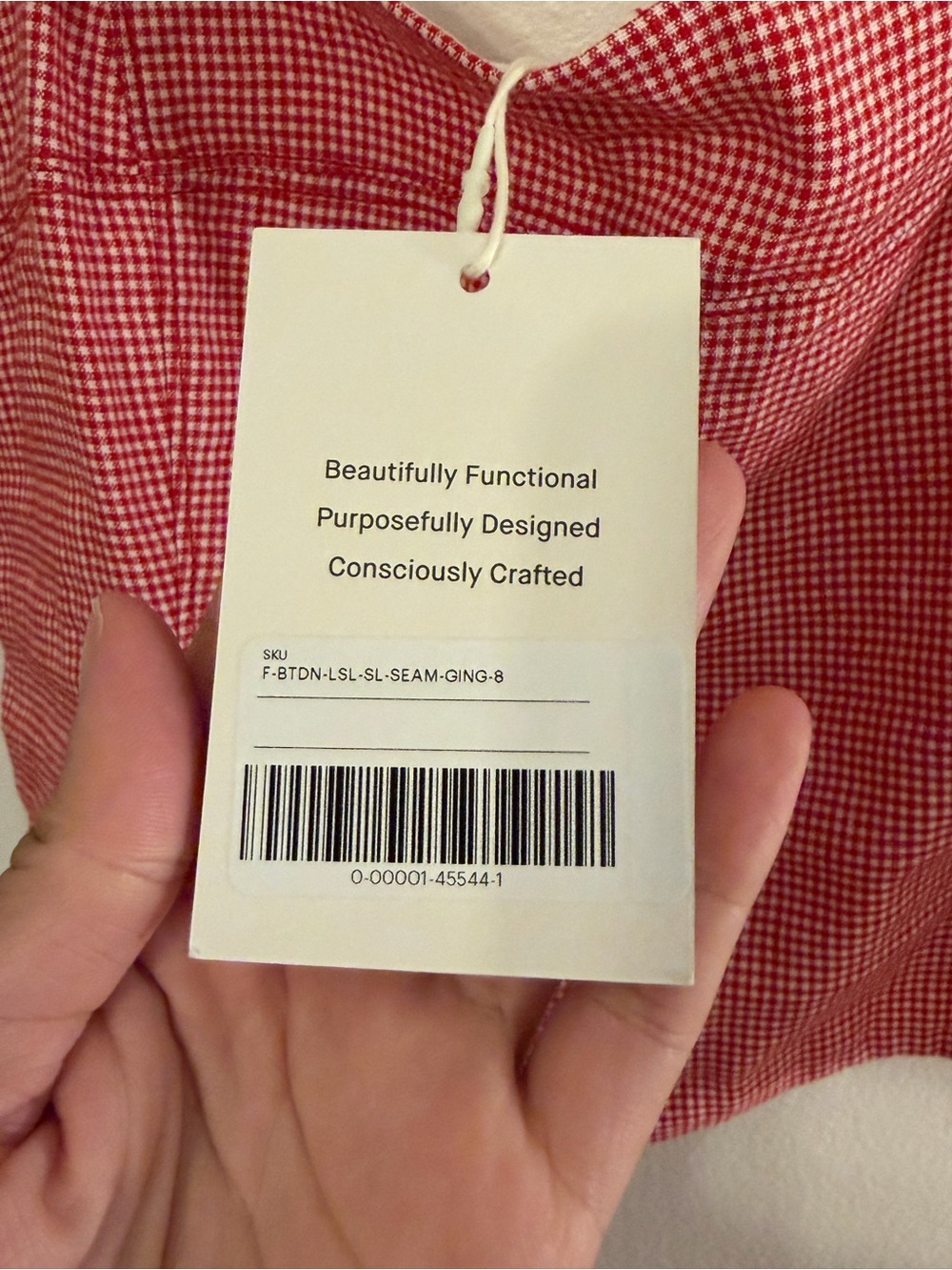 Everlane The Seamed Top in Stretch Linen Red Gingham Smocked Back NWT Size M - Picture 7 of 16